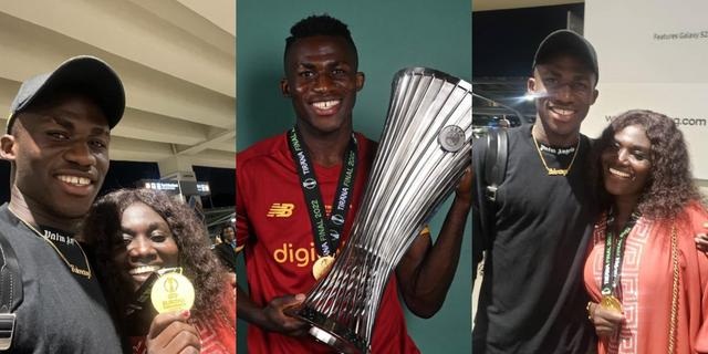 Afena-Gyan presents Europa Conference League champs’ decoration to mum