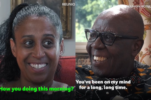 See the first-ever meeting between a 70-year-old Ghanaian living in the UK and his daughter whom he gave away 45 years ago.