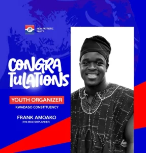 NPP Kwadaso Constituency Appoints Frank Amoako as Youth Organizer