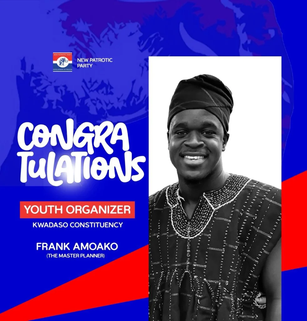NPP Kwadaso Constituency Appoints Frank Amoako as Youth Organizer